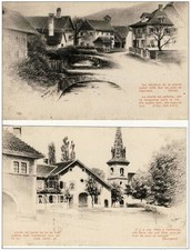 2 CPA illustrée Ch. KERN Motiers et Glovellier  Suisse (11415)