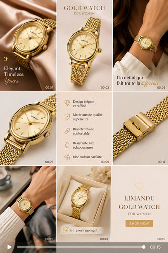 Montre femme dorée - montre,