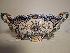 Superbe Jardinière / Cache-pot Ancien en Faïence de Rouen - Circa 1900 Fait Main