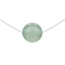 Collier Ras de cou fil nylon, Argent 925 et Aventurine - Longueur 37 cm + 5 cm