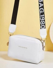 Sac A Bandoulière Femme Blanc En Simili Cuir Zippé Couture Fermeture Éclair