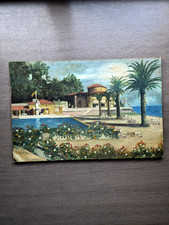 Tableau ancien Expressionniste Ecole Française "Villa en Bord de mer Epoque 1957