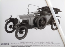 Photo PEUGEOT QUADRILETTE TYPE 172 Torpedo 2 places .1923