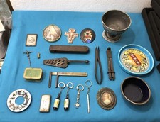 Lot coupelle Sèvres argent massif Minerve Outils anciens Miniature peinte Emaux