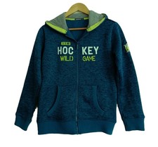 Gilet turquoise multicolore à capuche. Sweat a zip. In extenso. Taille 14 ans.