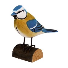 Mésange bleue sur bûchette
