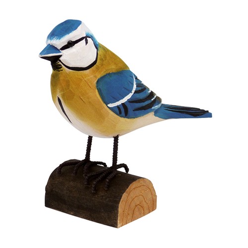 Mésange bleue sur bûchette