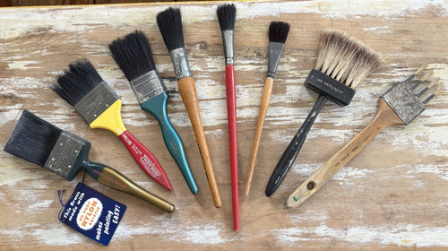 Vintage paint brushes artist