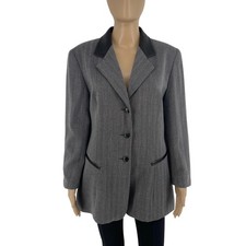 Veste Blazer Vintage En Laine Grise Pierre Cardin Femme Taille EU 42 UK 14 US 12