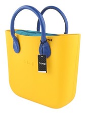 O BAG Mini Sac Femmes OS Jaune Bleu Double Poignées Zippé Sac Intérieur Carré I