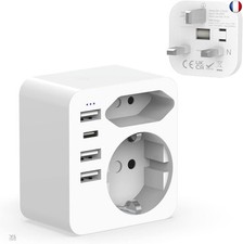 Adaptateur Francais, France vers UK avec Prise Anglais European and Schuko,