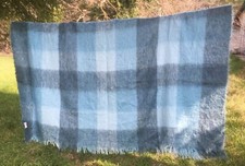 GLEN CREE 1950s LARGE BED BLANKET THROW~ LUXURIOUS BLUE MOHAIR~2.67 x 2.25 YARDS