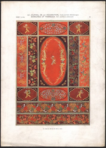 1900 lithographie bordures art - 1900,