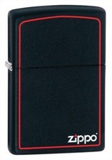 BRIQUET ZIPPO ESSENCE NEUF - NOIR UNI (LOGO , BORDS ROUGES) Black Matte ,Tempete