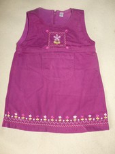 Robe sans manches brodée fleurs rose fushia 100% coton bébé fille 12 mois - BE