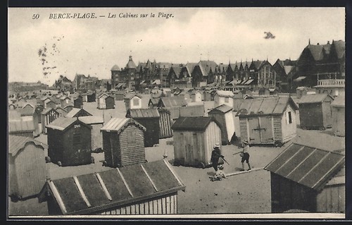 Cpa berck plage - les, cabines