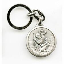 SAINT CHRISTOPHE PORTE CLES ROND METAL ARGENTE