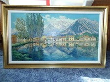 Christian Ziebold grand tableau HST signée XX savoie