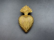 Ancien Grand Ex Voto Pendentif Coeur De Marie. Porte reliquaires