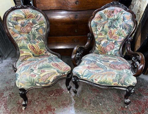 Paire fauteuils victoriens - paire,