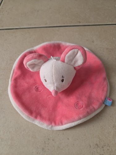 Doudou plat souris rose sucre - plat,