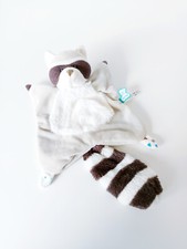 Doudou Plat/Mouchoir Léon Raton Laveur Gris Marron Oreilles Blanches Kaloo Filoo