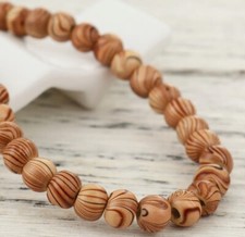 PERLES BOIS : 50 rondes marrons marbrés 6mm (22)