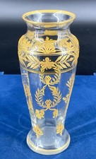 Vase art nouveau 1900 verre doré émaillé Legras Montjoye style Empire 15cm