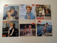 Lot collection de 6 EP disques vinyles 45T de Colette Deréal - avec languettes