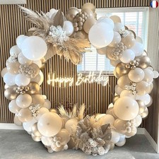 Arche Ballon Anniversaire Fille,123 pcs Arche Ballon Beige Ballons Métalliques 