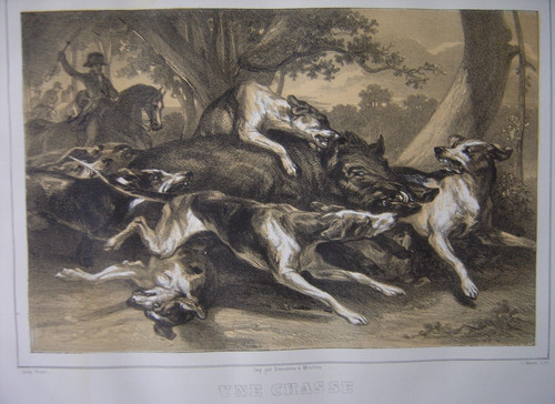 Lithographie une chasse - une,