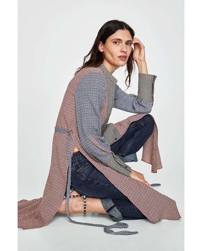Zara multicolor checked tunic - multicolor,