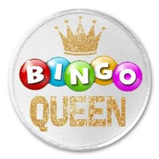 Bingo Queen - 3" Sew / Iron On Patch Crown Lucky Winner Funny Joke Humor Gift
