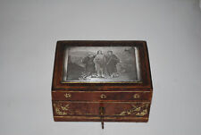 BOITE COFFRET CUIR DORURE SCENE EMAUS