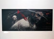 Enki BILAL - QUI? -SÉRIGRAPHIE 75 X 55  - EA DÉDICACÉE SIGNÉE - COMME NEUF -