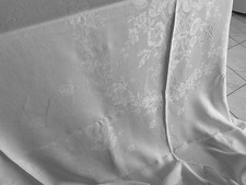linge ancien Grande Nappe DE MARIAGE Royale Fil De Soie Double Monogrammes HC