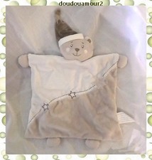Doudou Peluche Plat Ours Beige Ecru Bonnet Marron Etoile Kimbaloo