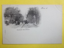 cpa PARIS Transport Circulation ATTELAGE CALÈCHE OMNIBUS Charrette à Bras