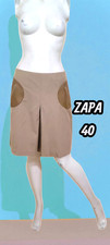Zapa Taille 40  Superbe jupe doublée beige camel laine empiècement cuir