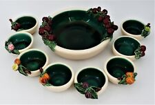 Kéramos Sèvres, service à dessert/glace 1950, barbotine, Vintage, 9 pièces.