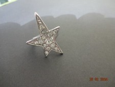 BAGUE ETOILE DESIGN "MUGLER" SERTIE STRASS BLANCS METAL ARGENTE  TAILLE 54