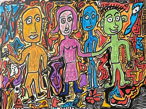 Tableau art brut - naif, 30x40