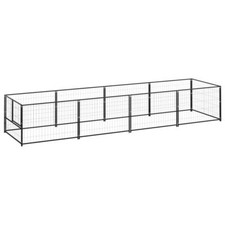 Chenil extérieur cage enclos parc animaux chien noir 4 m² acier Helloshop26 02_