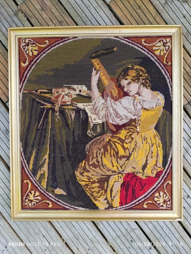 Canevas fini encadré harpe - fini, encadré,