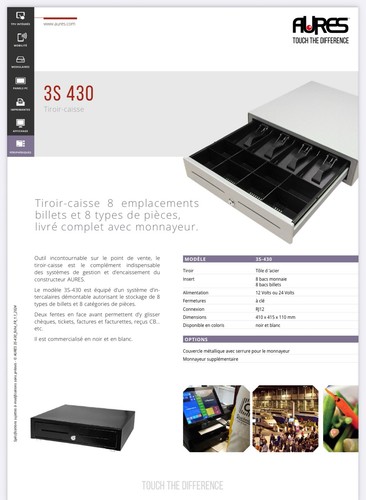 Tiroir caisse aures 3s430 noir - 3s430,
