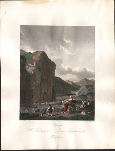 1860 gravure aquarellée - gravure,