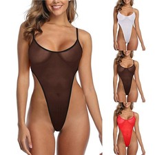 Justaucorps femme nuit intérieur transparent S~L string lingerie voir à traver