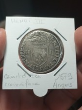 Henri III Quart d'écu 1579 Angers Rare 