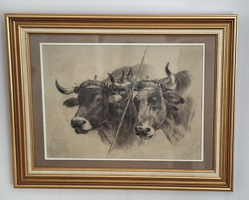 Tableau scene attelage de - ,