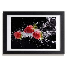 Tulup Photo 30x20cm Décor MDF Le salon Cadre Fraises et eau